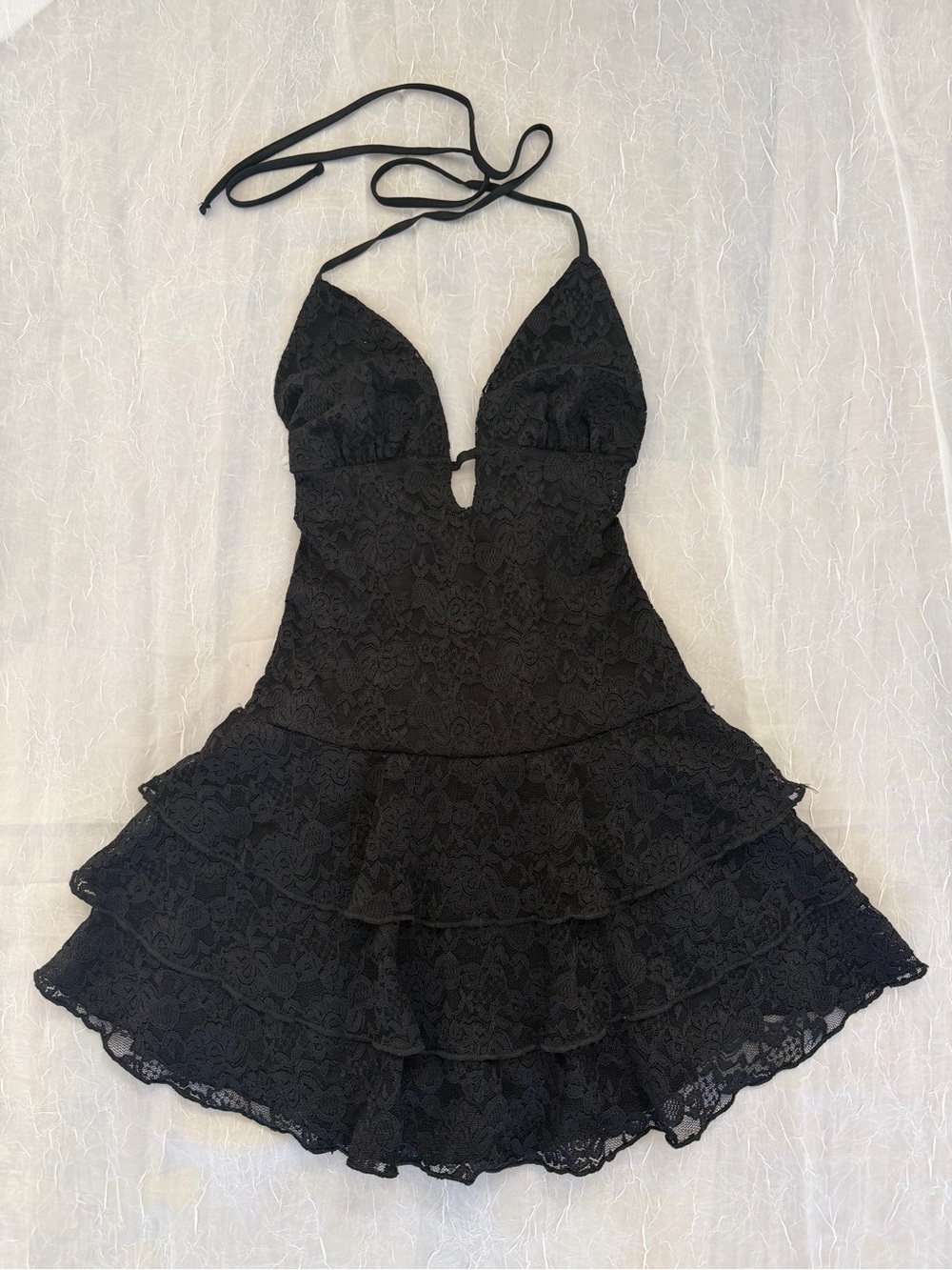 Windsor Black Lace Halter Mini Dress